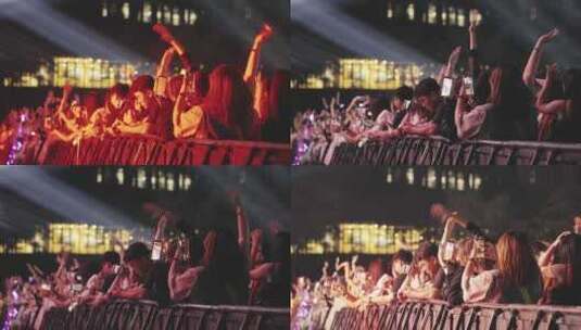 音乐节演唱会年轻人排队挥舞双手高清在线视频素材下载