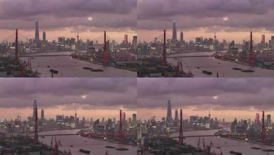 上海杨浦远眺陆家嘴航拍高清在线视频素材下载