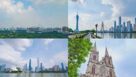 广州城市风光地标延时合集高清在线视频素材下载