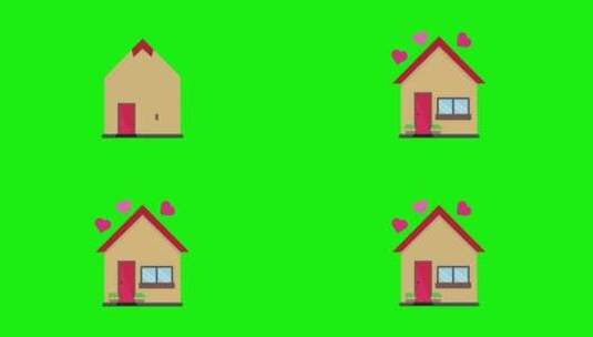 小房子爱心温暖家卡通动画高清在线视频素材下载