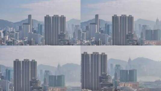 香港油尖旺区高楼大厦航拍高清在线视频素材下载