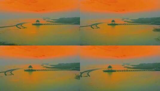 苏州太湖国际会议中心日落航拍12高清在线视频素材下载