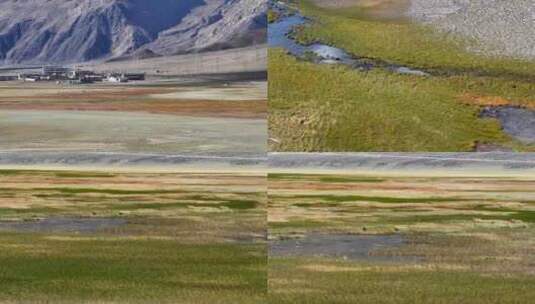 航拍西藏阿里班公湖湿地风光高清在线视频素材下载