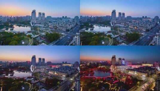 城市延时嘉兴秀洲公园夜景高清在线视频素材下载