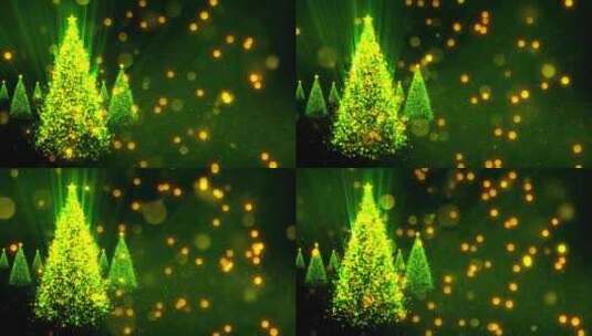 发光的圣诞树和漂浮的微粒高清在线视频素材下载