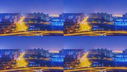 北京中央电视塔城市建筑车流高视角夜景延时高清在线视频素材下载