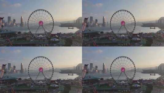 香港中环摩天轮航拍高清在线视频素材下载