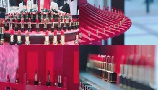 商场化妆品专柜摆设的口红盘高清在线视频素材下载
