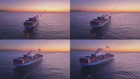轮船货轮运输航行航拍高清在线视频素材下载