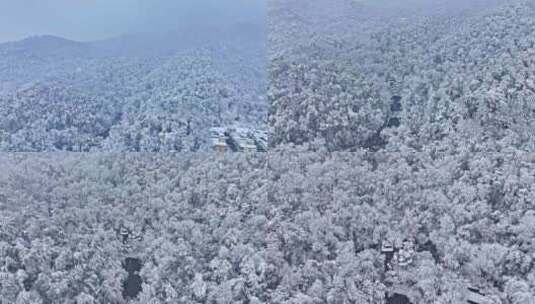 4k长沙岳麓山爱晚亭雪景航拍高清在线视频素材下载