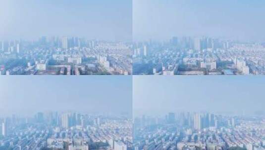 大雾天气下的城市能见度航拍延时高清在线视频素材下载