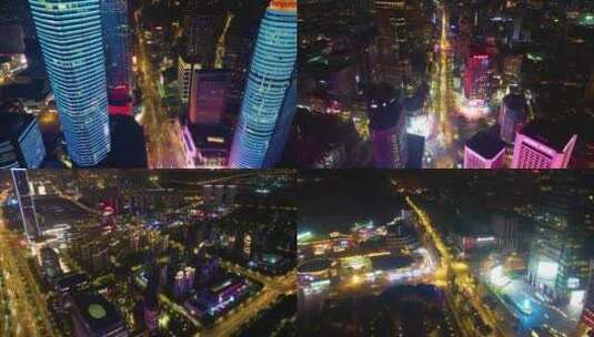 南京市玄武区城市夜景航拍延时高清在线视频素材下载