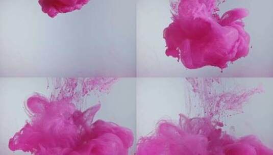粉红色珍珠色油漆在白色背景下滴在水中高清在线视频素材下载