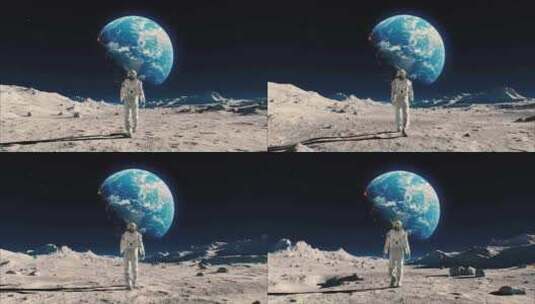 在月球上行走的宇航员高清在线视频素材下载