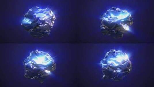 蓝色能量魔球圆形高科技数字虹彩变身球液态高清在线视频素材下载