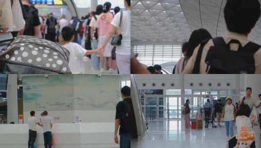火车动车高铁火车站乘客人流旅客人群杭州火高清在线视频素材下载