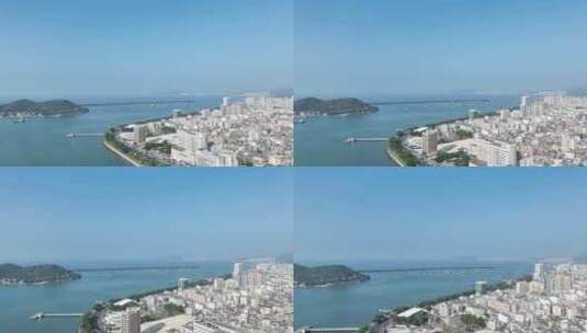汕尾海边风景航拍海湾城市海滨大道建筑风光高清在线视频素材下载