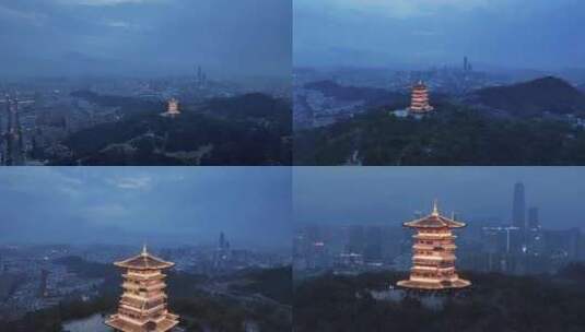 台州市椒江区夜景航拍高清在线视频素材下载