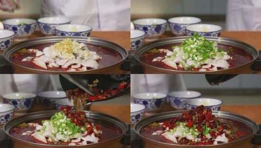 饭店厨师做菜-麻辣鱼高清在线视频素材下载