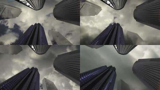 云景与摩天大楼的剪影高清在线视频素材下载