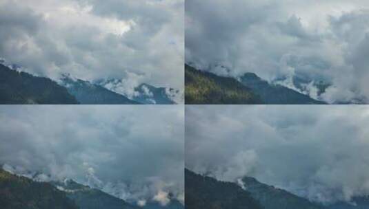 美丽的薄雾在雄伟的山脉上空盘旋高清在线视频素材下载