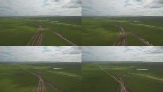 内蒙古呼伦贝尔大草原夏季航拍高清在线视频素材下载