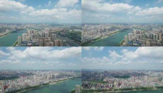 湖南衡阳城市湘江风光4k航拍延时高清在线视频素材下载