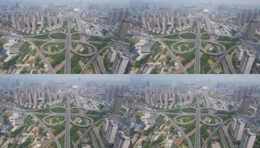 安徽蚌埠城市高架立交桥交通航拍高清在线视频素材下载