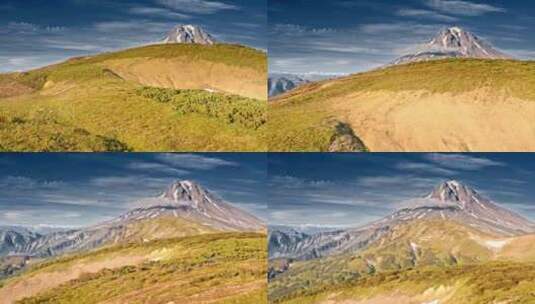 走向山顶俯瞰火山天线的人高清在线视频素材下载