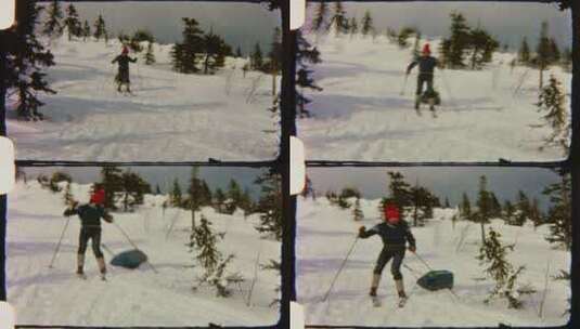 人，滑雪，雪，8毫米高清在线视频素材下载