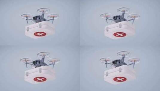 无人机与医疗急救箱物资救援三维渲染高清在线视频素材下载