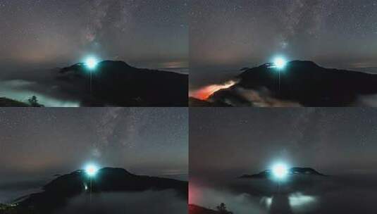 湖北九宫山云海星空延时高清在线视频素材下载