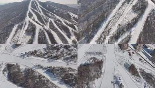 吉林通化万峰滑雪场高清在线视频素材下载