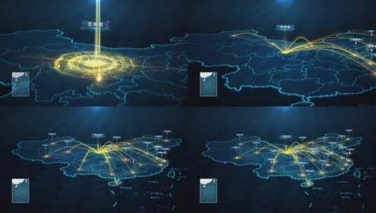 兰州市辐射全国地图高清AE视频素材下载
