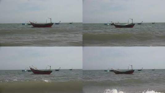 渔船在海上飘高清在线视频素材下载