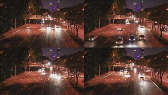 城市交通城市夜景车流 夜景人流 白领下班高清在线视频素材下载