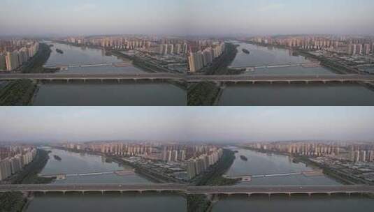 河南洛阳洛河桥梁交通航拍高清在线视频素材下载