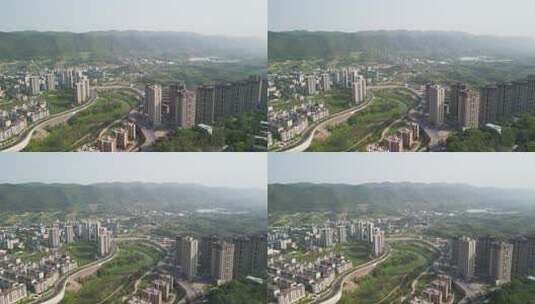 4K航拍重庆北碚城市风光高清在线视频素材下载