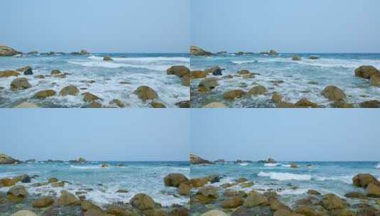 海浪拍打礁石岩石 波涛汹涌 海枯石烂高清在线视频素材下载