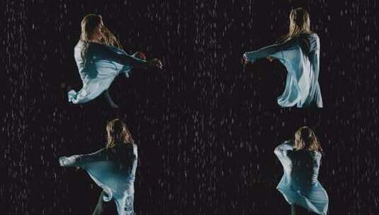 在雨中跳舞的女性高清在线视频素材下载