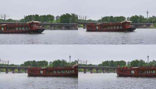 湖面上航行的货船高清在线视频素材下载