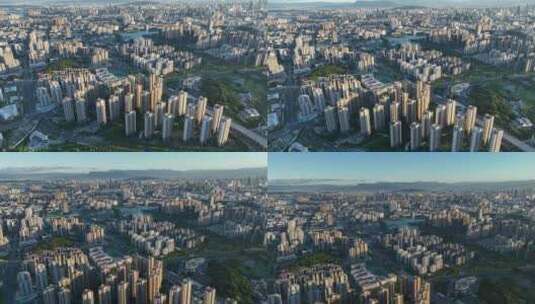 福州晋安区高视角航拍城市高楼天际线景观高清在线视频素材下载
