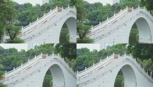 东莞人民公园荷花池上拱桥高清在线视频素材下载