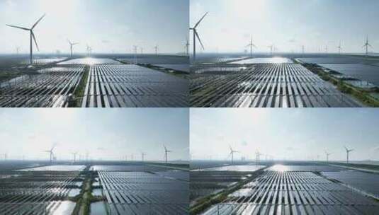 风电场和太阳能光伏发电厂航拍高清在线视频素材下载
