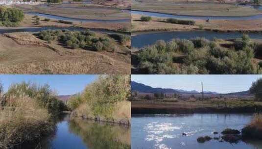 B新疆准噶尔盆地蜿蜒河流4高清在线视频素材下载