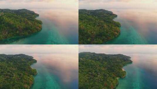 空中：飞越热带岛屿白色沙滩班达群岛印度尼西亚高清在线视频素材下载