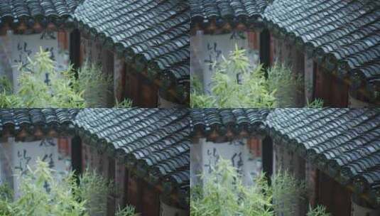 江南雨天的屋檐升格慢镜头高清在线视频素材下载