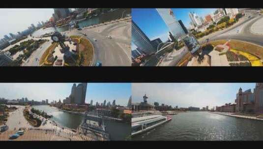 天津海河FPV穿越机航拍4K高清在线视频素材下载