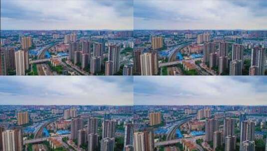 湖南长沙劳动路铁路桥航拍延时摄影高清在线视频素材下载