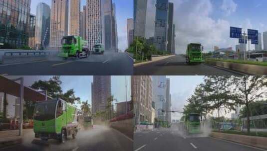 城市环卫车保洁高清实拍视频素材高清在线视频素材下载